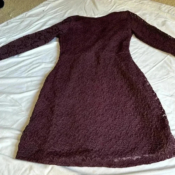 Abercrombie & Fitch Long Sleeve Purple Lace Overlay Dress XS - Picture 7 of 7